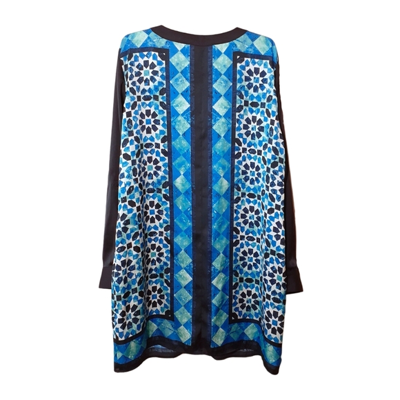 Women's Michael Kors Blue Geometric Print Button Down Dress, XL - Picture 3 of 5